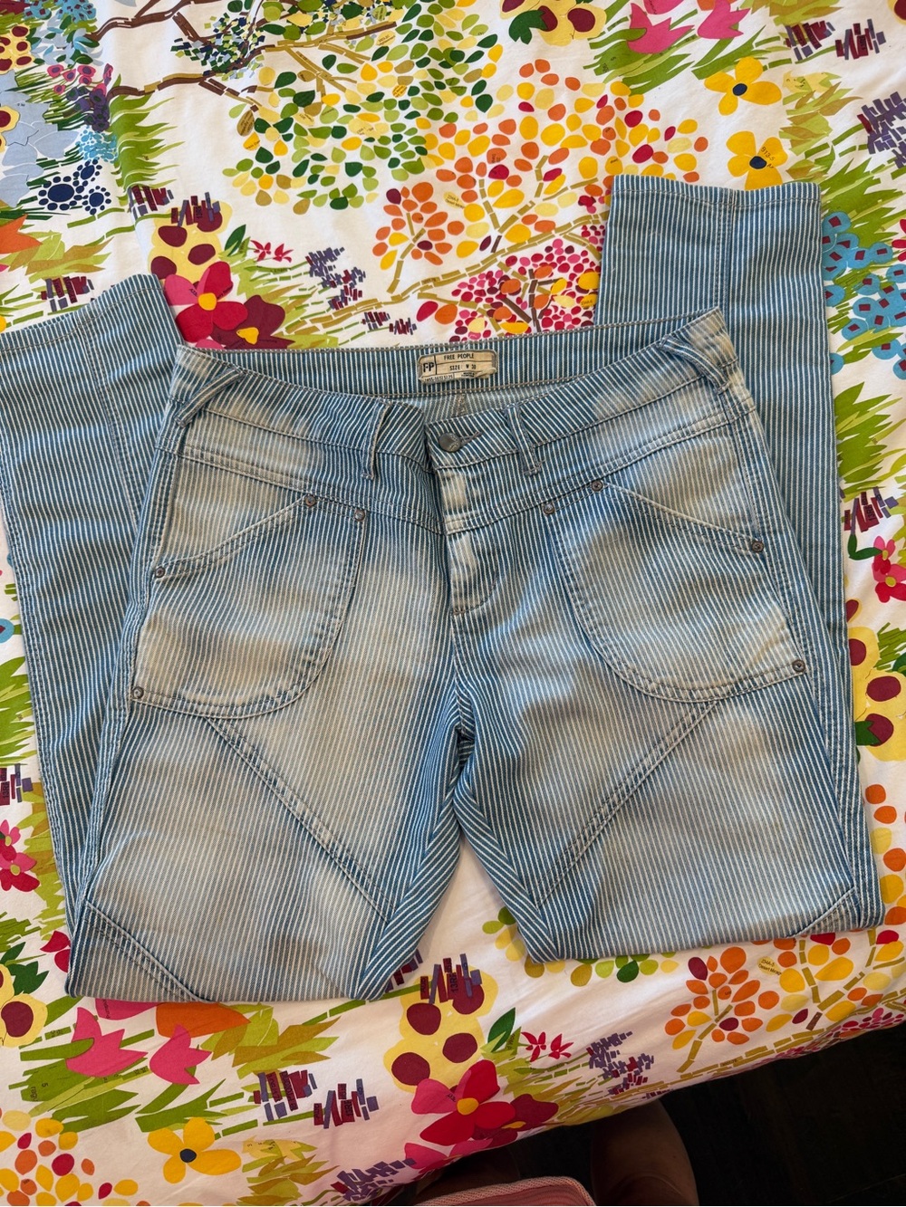 Free People Vintage Railroad Stripe Carpenter Jeans Size 30